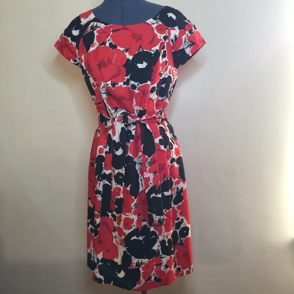 Talbots Silk Abstract Floral Dress with Belt Size 6
